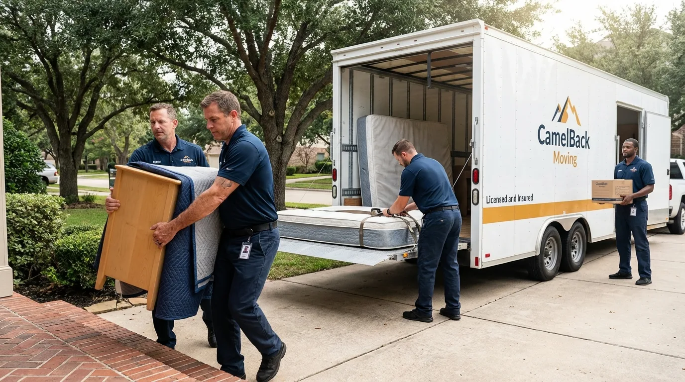 Crew loading residential truck for cross-state move from Chesterfield, SC