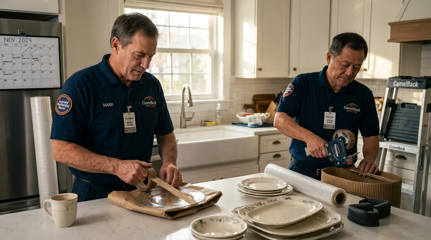 Professional crew packing kitchen dishware in Chesterfield, SC